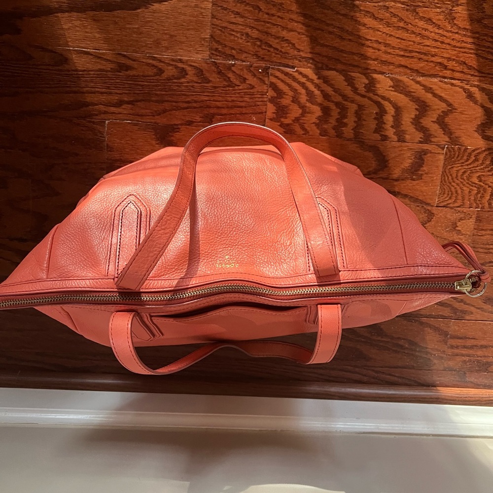 Orange women fossils purse